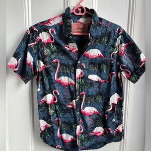 Brooklyn Cloth short sleeve button down Flamingo print size M 100% cotton